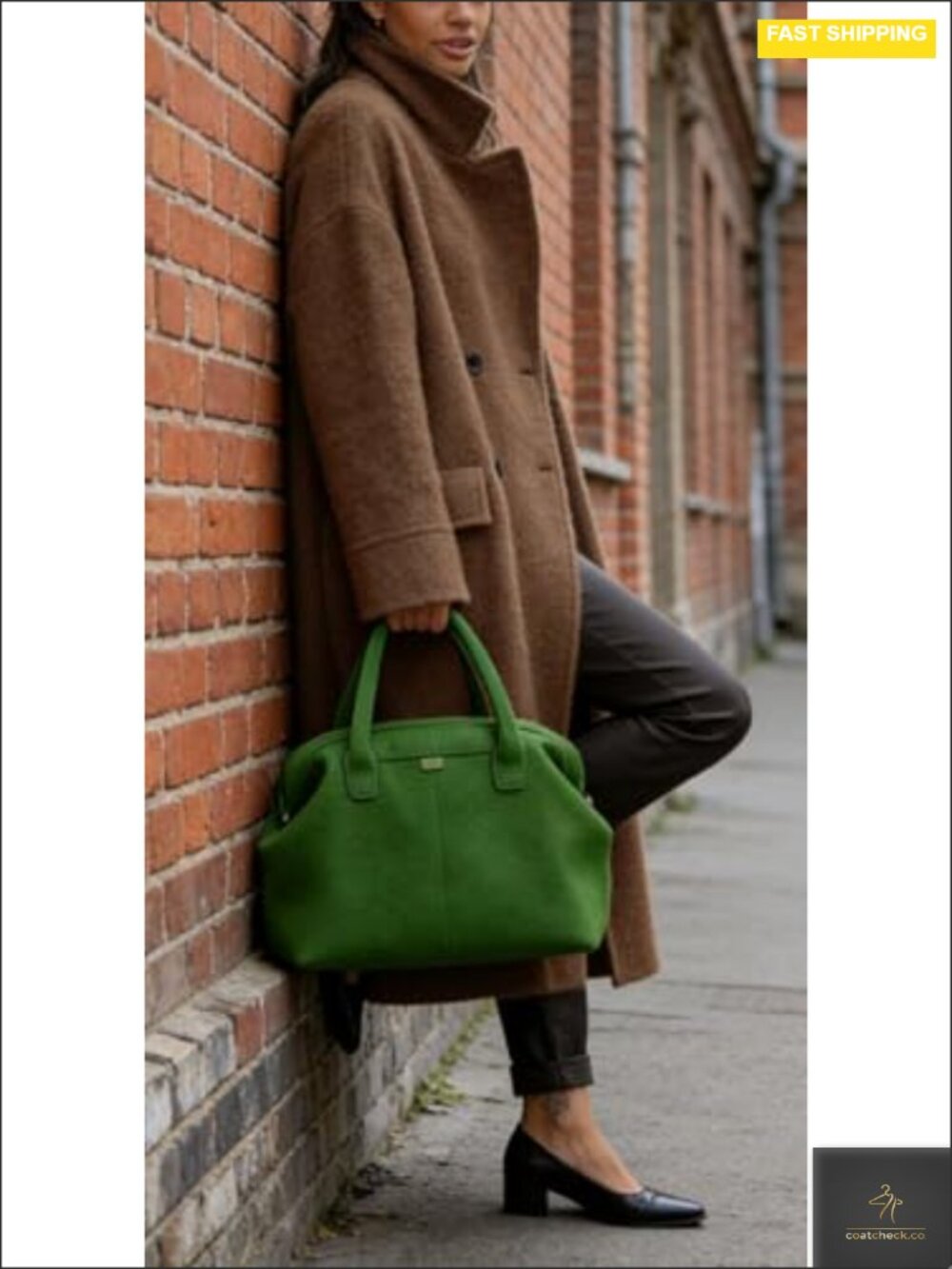 Oversized Long Winter Wool Blend Pea Trench Coat - Picture 3 of 6